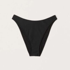 Abercrombie & Fitch Women's
Mid-Rise High-Leg Moderate Black Swim Bikini Bottoms